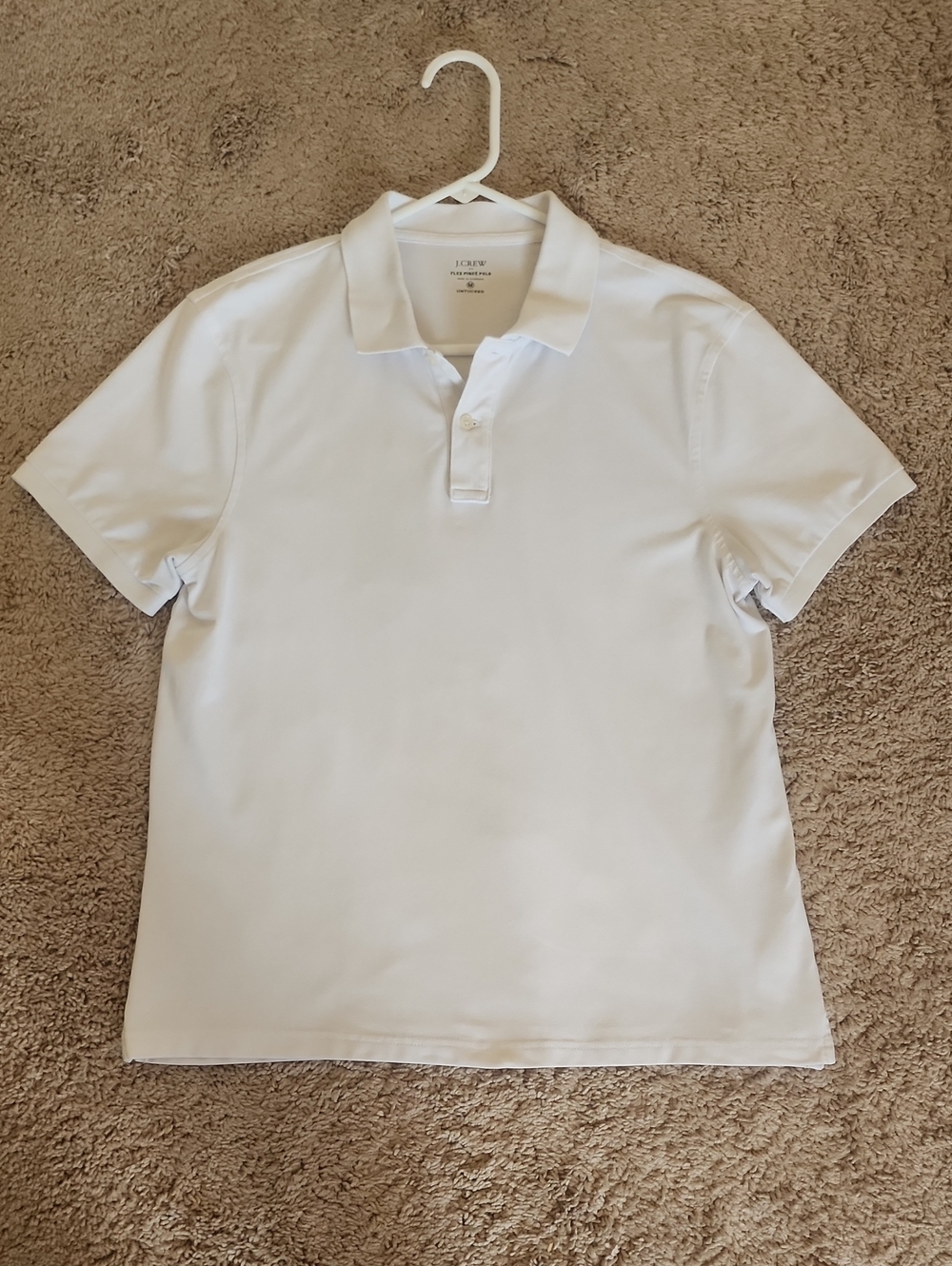 J. Crew Men's White Polo Shirt - Short Sleeve